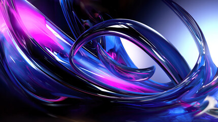 Pink and blue abstract futuristic liquid metallic spiral twisted object on black background,