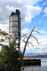 Looking down the Hudson River from Henry Hudson Riverfront Park, Hudson, New York.