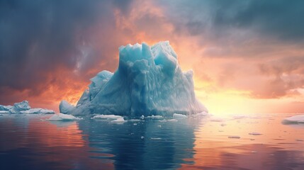 Fototapeta na wymiar Iceberg - Hidden Danger And Global Warming Concept Generative AI