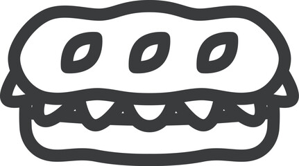 ミニミニ線画飲食物イラスト　サンド　パン