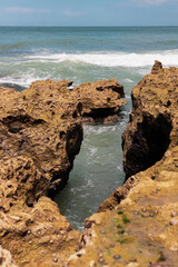 Beautiful coastal cliffs wallpaper in the northern sea.