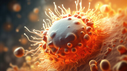 An illustration of white blood cells that attack harmful pathogens in the body