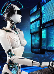 Robot Ai Ki Screens Futuristic
