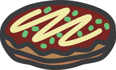 ミニミニカラー飲食物イラスト　お好み焼き