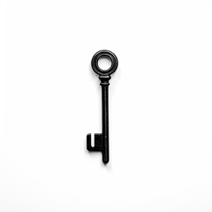 solid black silhouette of a key white background 