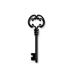 solid black silhouette of a key white background 