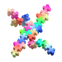 Colorful puzzle broken and fixed. Abstract Background for Education, Business Problem, and Art