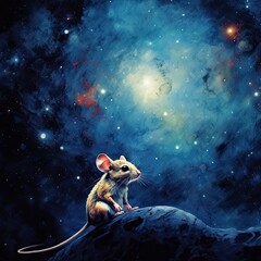 Obraz na płótnie Canvas lonely mouse in space