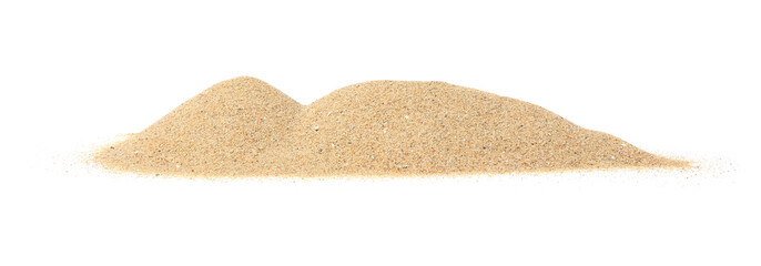 Pile of dry beach sand isolated on white