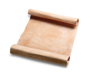 Blank sheet of old parchment paper on white background