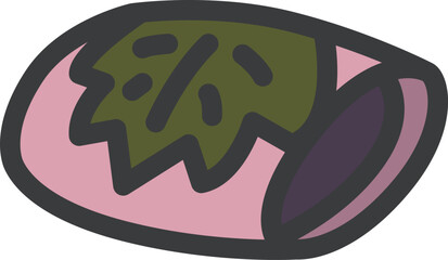 ミニミニカラー飲食物イラスト　桜餅　関東風