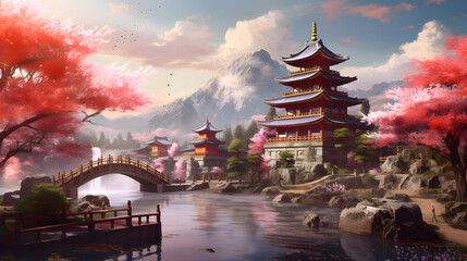 Sakura Serenity: Captivating Japanese Landscapes, Generative AI