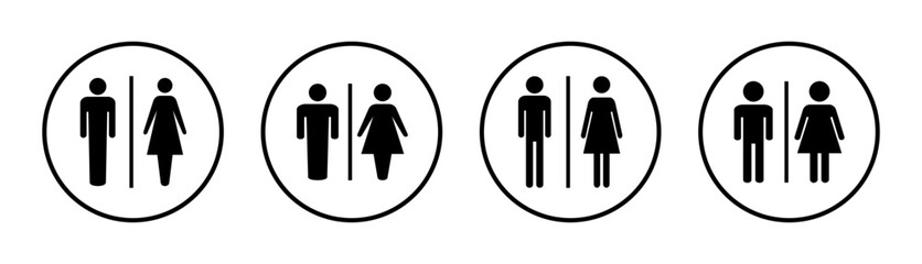 Toilet icon set illustration. Girls and boys restrooms sign and symbol. bathroom sign. wc, lavatory