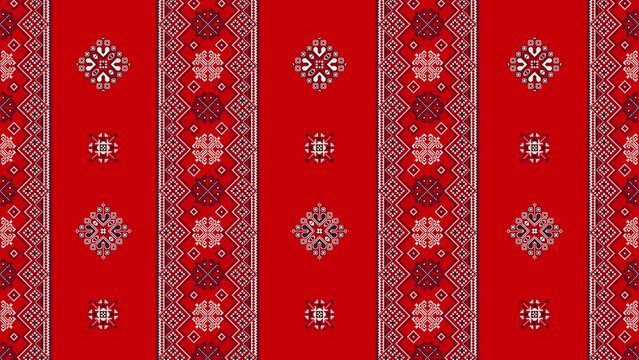 Romanian folk pattern. Traditional Romanian embroidery pattern . Video motion graphic. Elegant loop design.