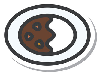 ミニミニステッカー風飲食物イラスト　カレー