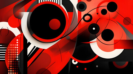 Bold Abstractions: Cartoon-inspired Black and Red Wallpaper, Generative AI