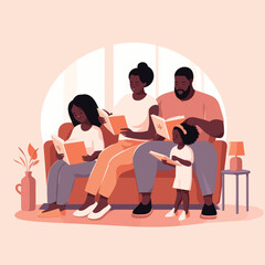 african family reading book together