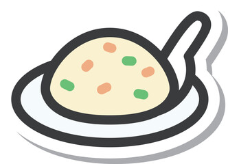ミニミニステッカー風飲食物イラスト　チャーハン