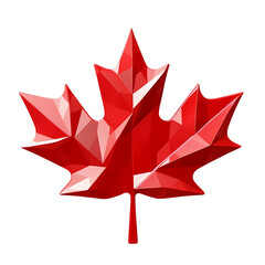 3d polygonal maple leaf isolated on transparent background. Generative AI. PNG