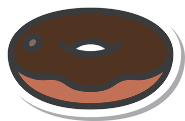 ミニミニステッカー風飲食物イラスト　ドーナッツ　チョコ
