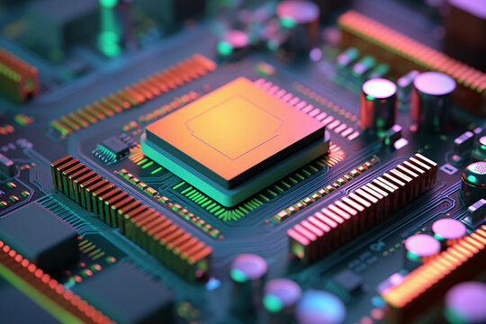 AI artificial intelligence colorful computer chipset