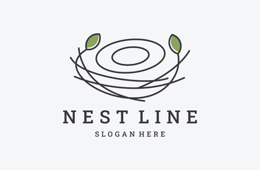 Nest logo design, vector template design line style .