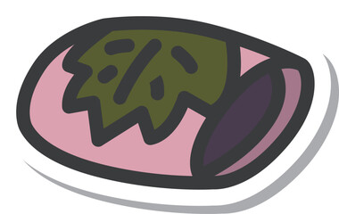 ミニミニステッカー風飲食物イラスト　桜餅　関東風