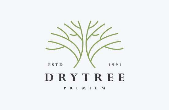 Dry tree logo vector icon illustration hipster vintage retro .