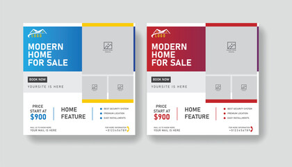 Real Estate Business Marketing Social Media Post Banner and square banner. Editable Promotion corporate Web Banner Stories Ads