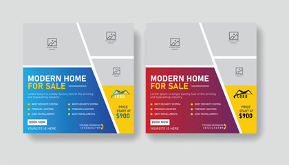 Real Estate Business Marketing Social Media Post Banner and square banner. Editable Promotion corporate Web Banner Stories Ads