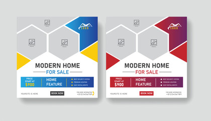 Real Estate Business Marketing Social Media Post Banner and square banner. Editable Promotion corporate Web Banner Stories Ads