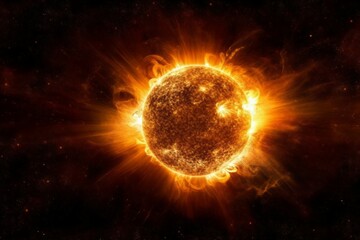 Flashes in the sun. Climate change concept. AI generated, human enhanced.