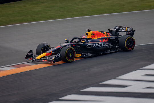 Max Verstappen and his Red Bull RB 19 at the 2023 Montreal Grand Prix