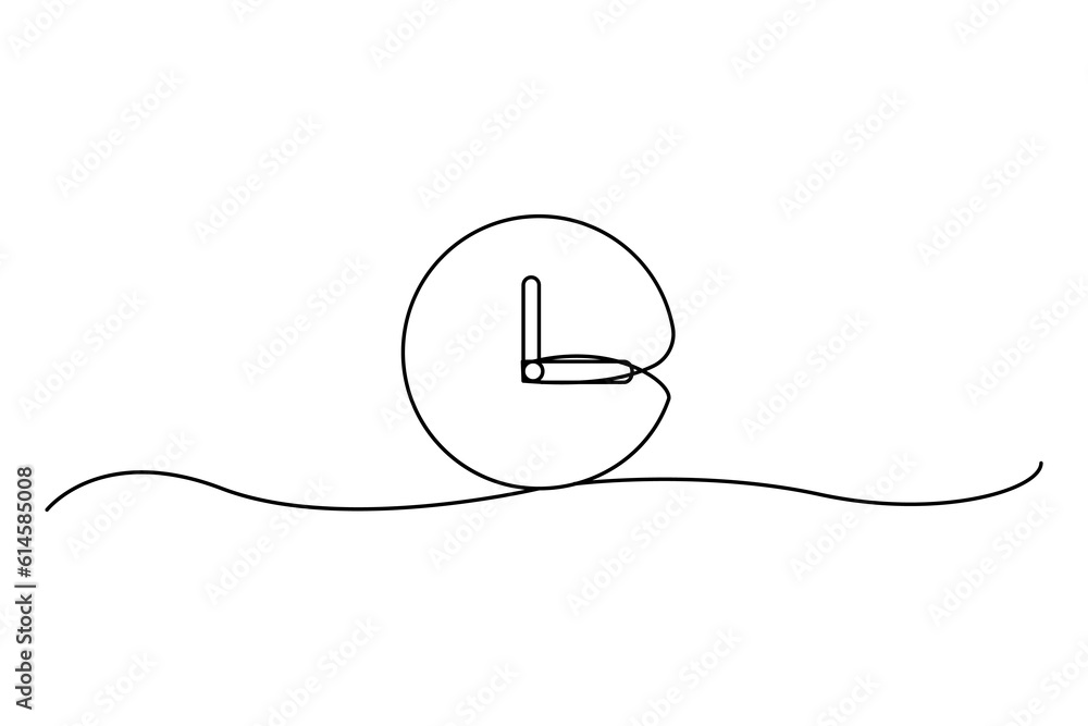 Aufkleber continuous one line drawing clock icon. vector illustration. stock image.