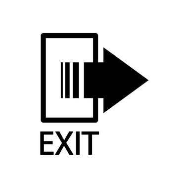 Icon of an open door with the inscription exit. Vector illustration. Stock image.