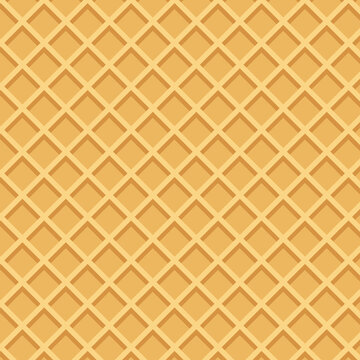Vector illustration Seamless background pattern texture wafer waffle. Ice cream cone vector texture.