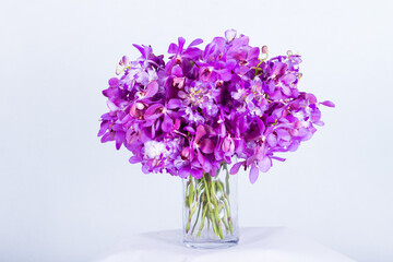 Beautiful flowers in a vase on a white background. Very clear picture.