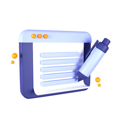 3d illustration copywriting object. 3D creative SEO design icon. 3D Rendering.