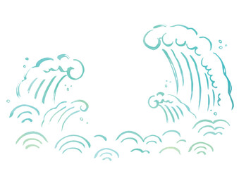 波の手描きイラストテンプレート