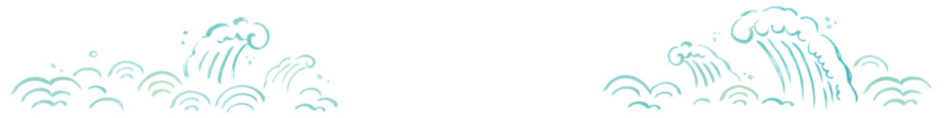 波の手描きイラストテンプレート