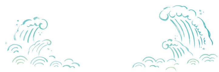 波の手描きイラストテンプレート