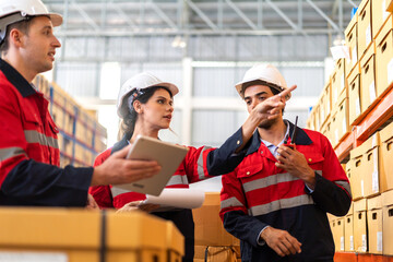 Engineer team cargo shipping order detail export and import, goods, factory ,warehouse ,international trade ,transportation ,cargo ship ,logistic, distribution at logistics center.business industry