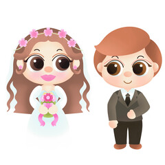 Fototapeta premium Cute couples marry wedding dress 