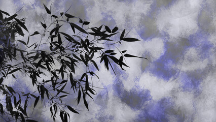 和紙　笹の葉　シルエット　背景素材