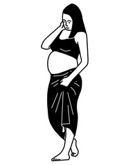 Fototapeta na wymiar Pregnant Mom Illustration. Pregnant Mom With Her Husband.