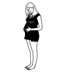 Pregnant Mom Illustration. Pregnant Mom With Her Husband.