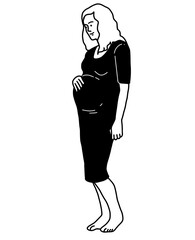 Pregnant Mom Illustration. Pregnant Mom With Her Husband.