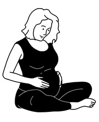 Pregnant Mom Illustration. Pregnant Mom With Her Husband.