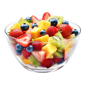 fruit salad isolated on a transparent background, generative ai
