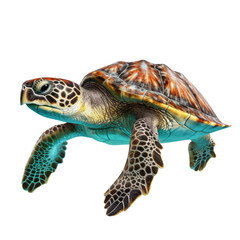 Fototapeta premium sea turtle isolated on a transparent background, generative ai